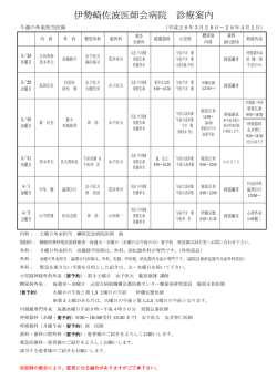 診療時間・週間外来担当医師のご案内