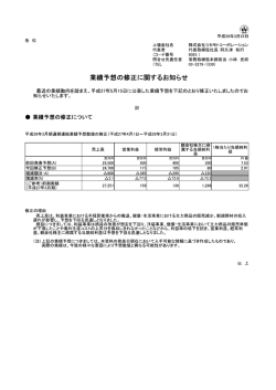 業績予想の修正に関するお知らせ