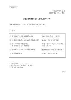 女性活躍推進法に基づく情報公表について 女性活