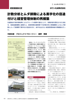 計数分析とムダ排除による黒字化の目途 付けと経営管理体制の再構築