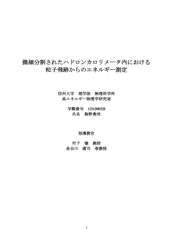 微細分割されたハドロンカロリメータ内における 粒子飛跡からの