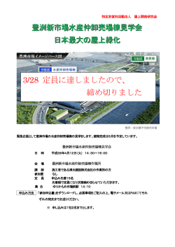 豊洲新市場水産仲卸売場棟見学会 日本最大の屋上緑化