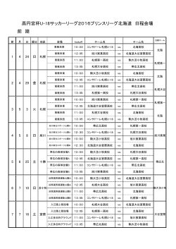 高円宮杯U-18サッカーリーグ2016プリンスリーグ北海道 日程会場 前 期