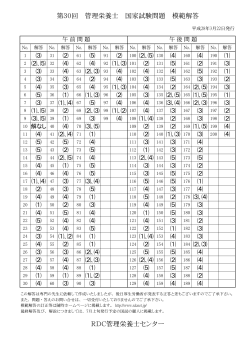 RDC管理栄養士センター 第30回 管理栄養士 国家試験問題 模範解答