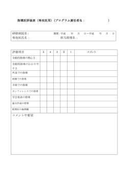 指導医評価表（専攻医用）（プログラム責任者名： ） 研修病院名： 専攻医