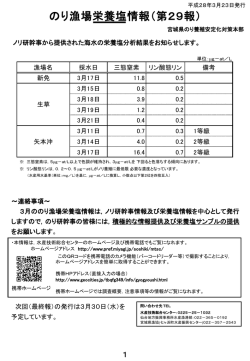 栄養塩情報第29報 [PDFファイル／166KB]