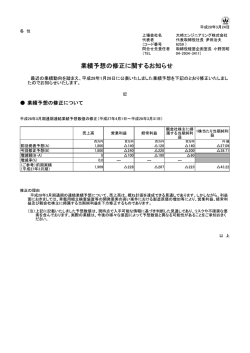 業績予想の修正に関するお知らせ