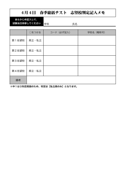 学年 氏名 第1志望校 県立・私立 第2志望校 県立・私立 第3志望校 県立