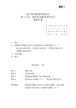 資料1 議事次第（PDF形式：165KB） - 電力取引監視等委員会