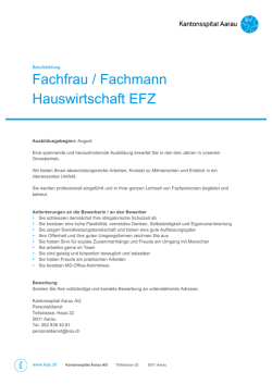 Info Ausbildung Hauswirtschaft am KSA