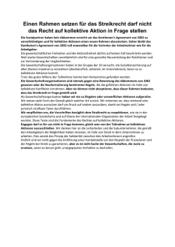 Einen Rahmen setzen f&uuml;r das Streikrecht darf nicht das Recht auf