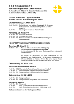 GOTTESDIENSTE der Seelsorgeeinheit Lorch
