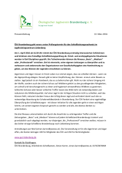Pressemitteilung 22. März 2016 ÖJV Brandenburg geht voran: erster