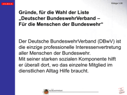 Gr&uuml;nde, f&uuml;r die Wahl der Liste &bdquo;Deutscher BundeswehrVerband