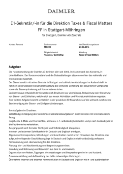 E1-Sekret&auml;r/-in f&uuml;r die Direktion Taxes & Fiscal Matters