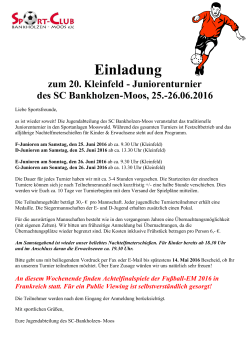 Einladung zum 20. Kleinfeld Jugendturnier des SC Bankholzen-Moos