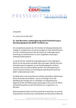 Dr. Axel Bernstein: Landesregierung weicht Positionierung zu