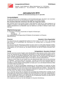 Jahresbericht der LGB - Lesegesellschaft Bülach