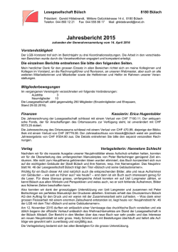 Jahresbericht der LGB - Lesegesellschaft B&uuml;lach