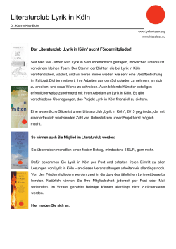 Literaturclub Lyrik in Köln Hier können Sie Mitglied werden!