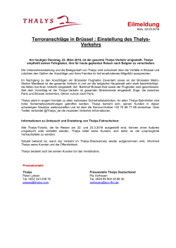 Terroranschläge und Einstellung Thalys-Verkehr