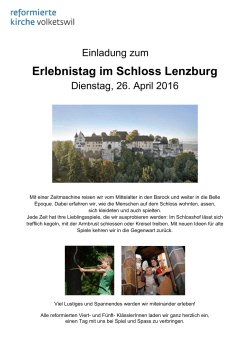 Erlebnistag im Schloss Lenzburg - reformierten Kirchgemeinde