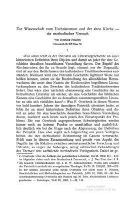 Zur Wissenschaft vom Urchristentum und der alten Kirche