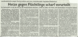 Hetze gegen Fl&uuml;chtlinge scharf verurteilt