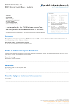 Informationsblatt zur BKK Schwarzwald-Baar