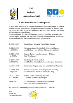 TSG Freizeit- Aktivitäten 2016 - TSG