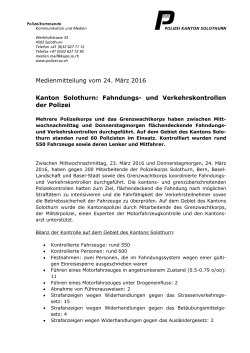 Medienmitteilung vom 24. März 2016 Kanton Solothurn: Fahndungs
