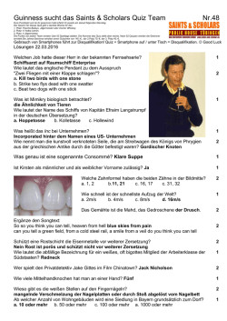 Guinness sucht das Saints & Scholars Quiz Team Nr.48