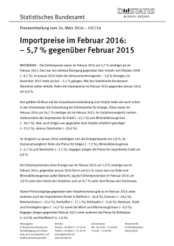 Importpreise im Februar 2016: &ndash; 5,7 % gegen&uuml;ber Februar 2015