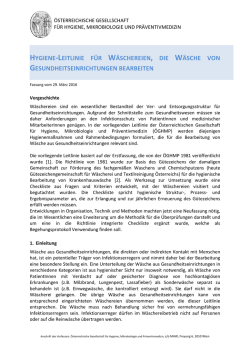 HYGIENE-LEITLINIE F&Uuml;R W&Auml;SCHEREIEN, DIE W&Auml;SCHE VON