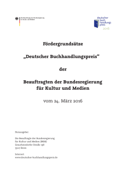 Fördergrundsätze Deutscher Buchhandlungspreis