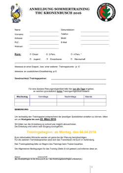 Aktuelle Informationen und Anmeldung - thc