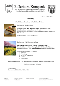 Einladung Kaffeetrinken und Frühjahrsversammlung 2016