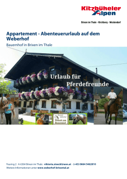 Appartement - Abenteuerurlaub auf dem Weberhof in Brixen im Thale