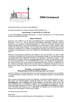 DRW-Clubabend - Deutsch-Russischer Wirtschaftsclub eV