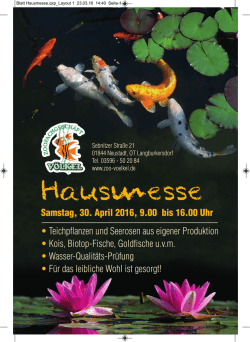 Hausmesse am Samstag, 30. April 2016 9.00