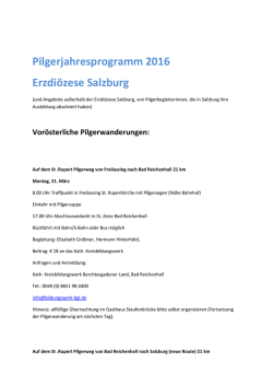 Pilgerjahresprogramm 2016 Erzdiözese Salzburg