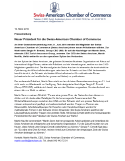 Neuer Präsident für die Swiss-American Chamber of Commerce