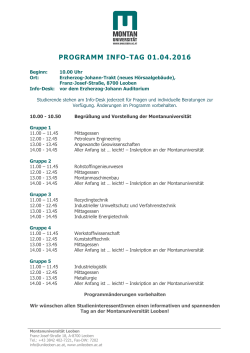 programm info-tag 01.04.2016 - Starter Montanuniversität Leoben