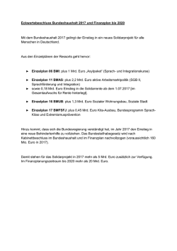 Eckwertebeschluss Bundeshaushalt 2017 und Finanzplan bis 2020