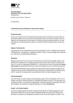 Leitfaden Familienforschung im Staatsarchiv Aargau (PDF, 3 Seiten