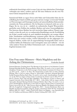 Eine Frau unter M&auml;nnern &ndash; Maria Magdalena und der