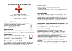 Hinweise Altenmittlau f&uuml;r die Osterzeit 2016