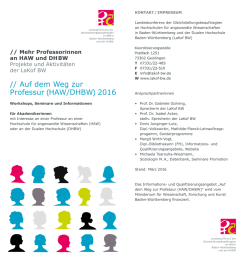 Auf dem Weg zur Professur (HAW/DHBW) 2016