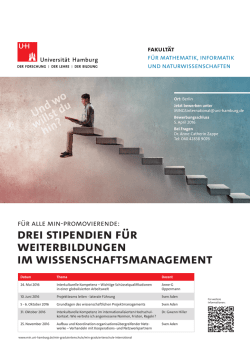 drei stipendien f&uuml;r weiterbildungen im wissenschaftsmanagement