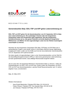 Medienmitteilung vom 24. März 2016 - FDP-Belp